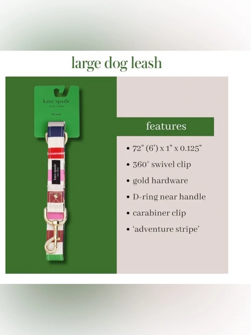Kate Spade New York Heavy Duty Leash for Female or Male Dogs